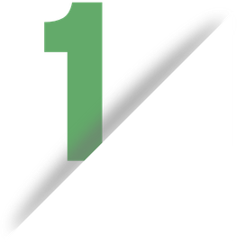 A large green number one is partially visible behind a curled page corner in the bottom right, revealing a blank white area beneath.